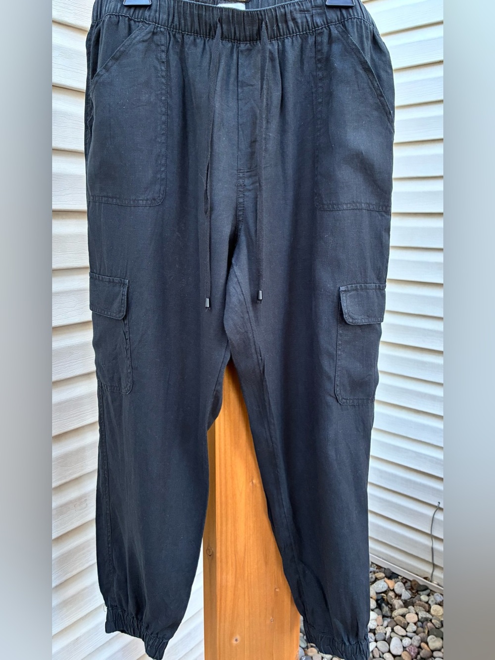 Nicole Miller Black Linen Women’s Pants joggers 100% Linen. Size L
